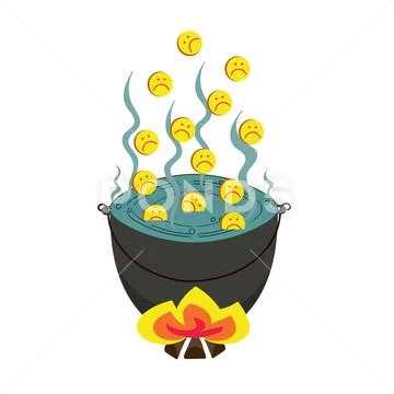 Depressed and sad emoticon. Sad emoticons in hell. Stock Illustration