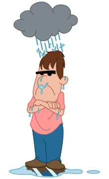 Depressed angry man under raincloud Stock Illustration