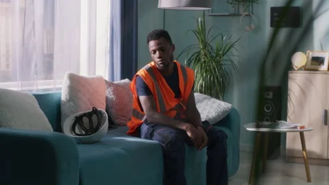 Depressed black worker walking to work Stock Footage 162445587