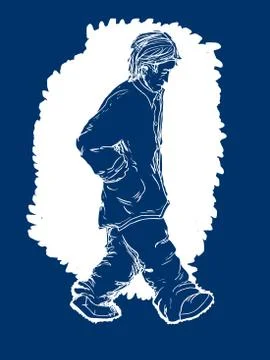 Depressed Blue Man Illustrazione stock