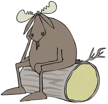 Depressed bull moose Stock Illustration
