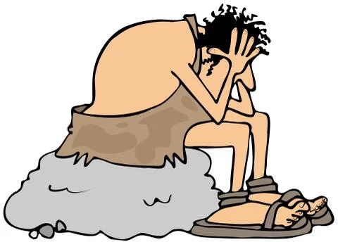 Depressed caveman Stock Illustration