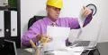 Depressed Engineer Payments Debts Deadline Stressed Man Throw US Dollars Bills 4k or 4k+ Resolution