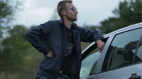 Depressed guy looks into the distance Stock-Footage 71588010