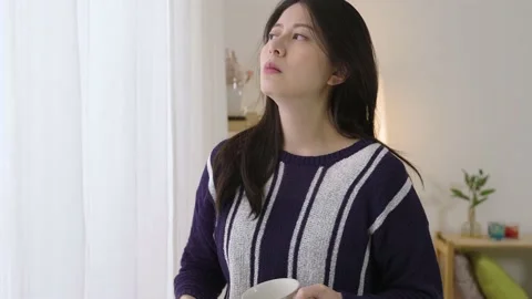 Depressed lady troubled about something Video stock 154029216
