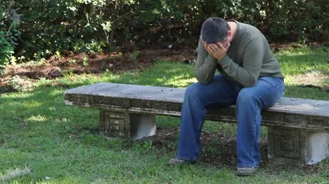 Depressed Man On Bench Stock Footage 12521343