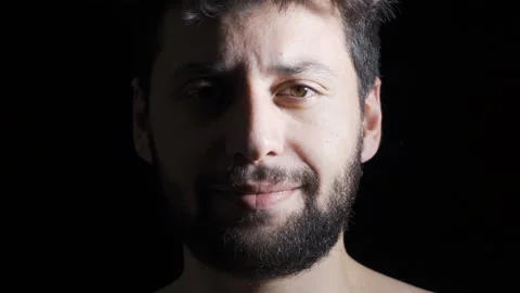 Depressed man on black background. Stock Footage 222491895