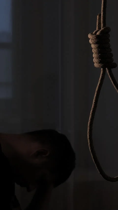 Depressed man contemplating suicide Stock Footage 324630709