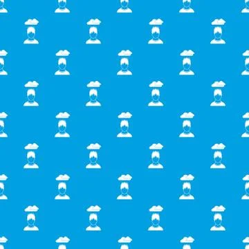 Depressed man with dark cloud over his head pattern seamless blue Illustrazione stock