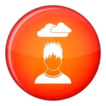 Depressed man with dark cloud over his head icon Illustrazione stock
