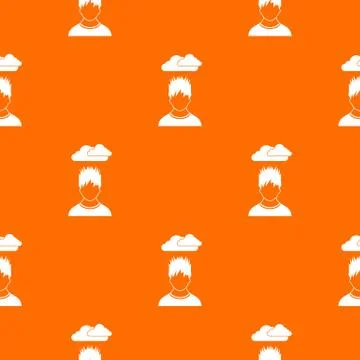 Depressed man with dark cloud over his head pattern seamless イラスト素材