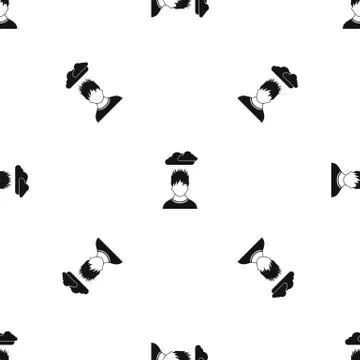 Depressed man with dark cloud over his head pattern seamless black イラスト素材