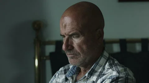 Depressed man deep in his problems: desperate, lonely and full of thoughts Stock Footage 42988437