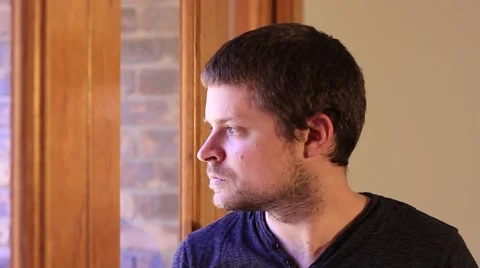 Depressed Man Drinking Coffee Stock Footage 40257664