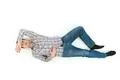 The depressed man lay on the floor. View from above Photo