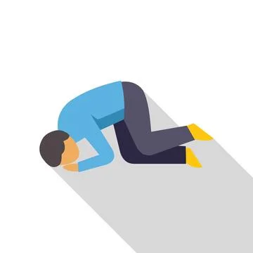 Depressed man lying face down on the floor with long shadow Illustrazione stock