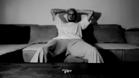 Depressed man suffering suicidal depression want to commit suicide by overdose 스톡 동영상 111361354