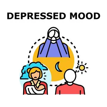 Depressed mood concept vector illustration showing mental health issues Stock Illustration