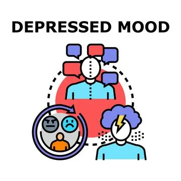 Depressed mood concept vector illustration showing mental health issues Stock Illustration