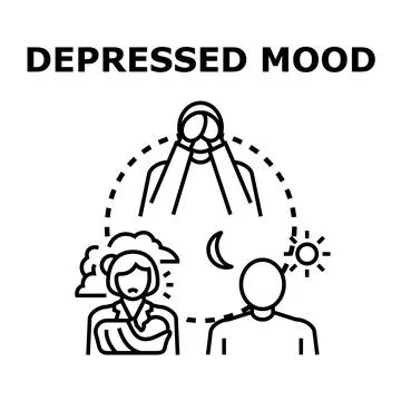 Depressed mood concept vector illustration showing mental health issues Stock Illustration