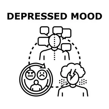 Depressed mood concept vector illustration showing mental health issues Stock Illustration