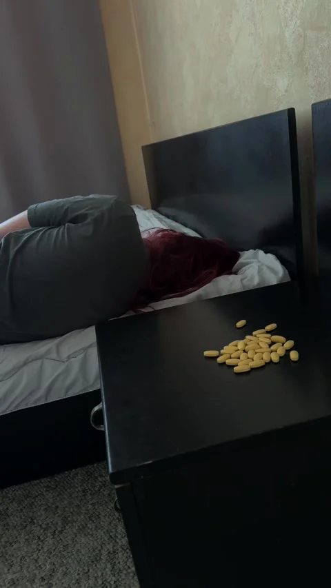 Depressed Person Lying Face Down in Bed Stock-Footage 340340973
