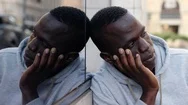 Depressed Sad Black African Man Looking In Camera Outdoor Stock Footage
