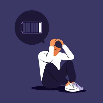 Depressed sad man thinking over problems. Bankruptcy, loss, crisis, trouble c Stock Illustration