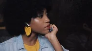 Depressed, Sad Younf African American Woman Riding A Public Transport At Night Stock Footage