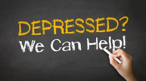 Depressed we can help chalk illustration Stock Illustration