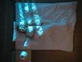 The depressed woman lie on the bed. Evening night time. View from above Photo