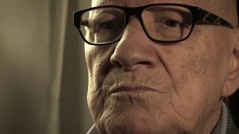 Depressed worried old man thinking to his problems: sad old man Video stock 74451086