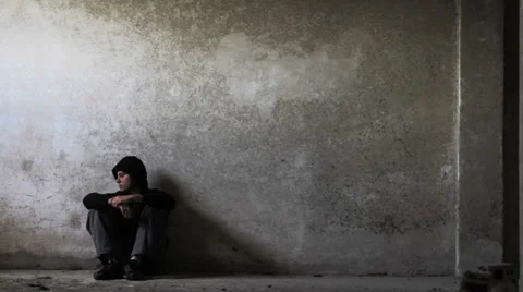 Depressed Young Man in Abandoned Building Unemployment Depression Concept HD  Stock Footage