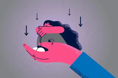 Depression and helping hand concept Stock Illustration