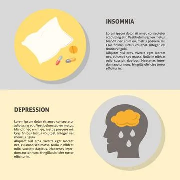 Depression and insomnia banner templates in flat style with text Stock Illustration