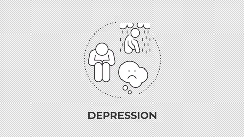 Depression animated line concept icon Stock Footage 345258288