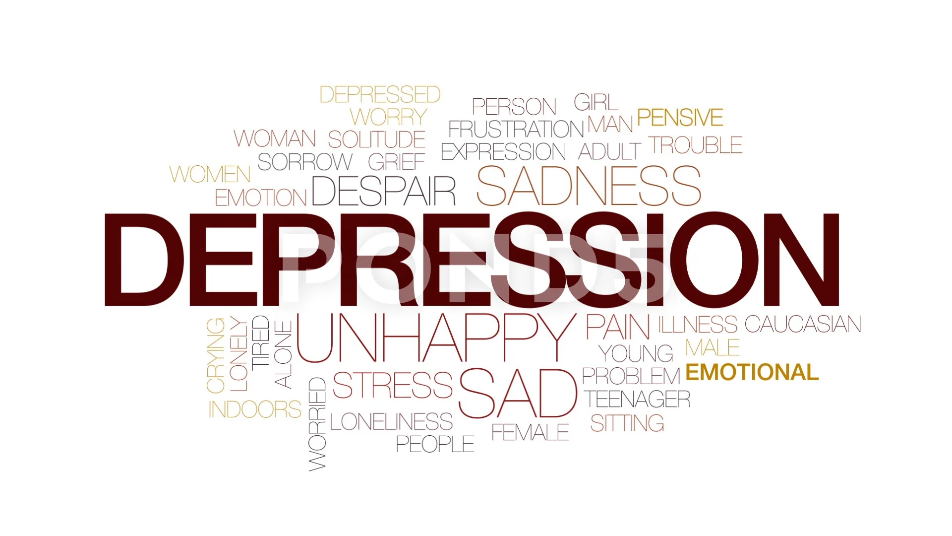 Depression animated word cloud, text des... | Stock Video | Pond5