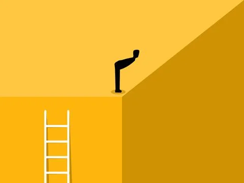 Depression, Businessman looking down from the corner of the building to cha.. Stock Illustration