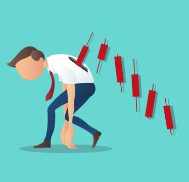 A depression businessmen with candlestick chart, Stock Illustration