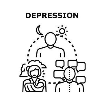 Depression concept with mood changes and mental stress Stock Illustration