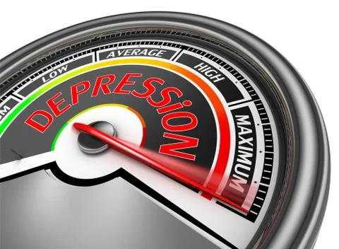 Depression conceptual meter indicate maximum Stock Illustration