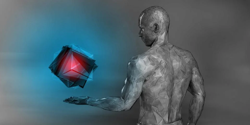 Depression In Digital Age Through Geometric Symbolism イラスト素材