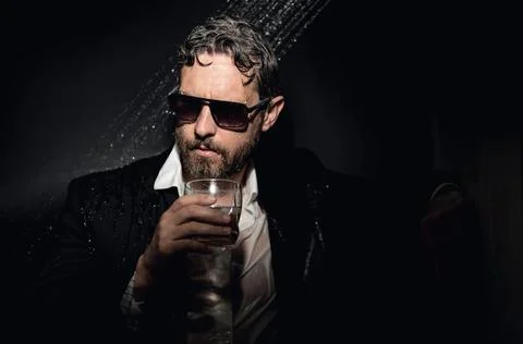 Depression drunk man with mental problems. Depressed business man with anxiety Stock Photos