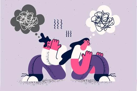 Depression, grief, feeling stressed concept. Illustrazione stock