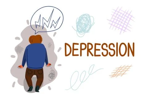 Depression hand drawn banner vector template Stock Illustration