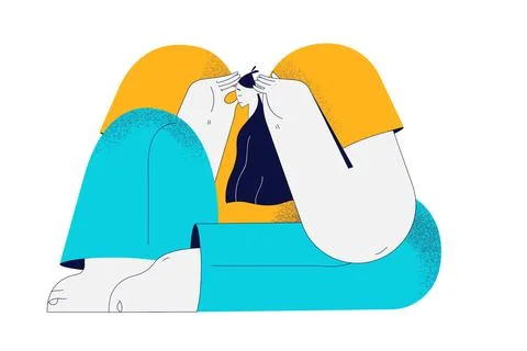 Depression, headache, sadness concept Stock Illustration