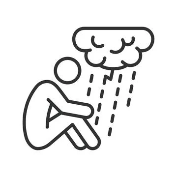Depression, icon in line design. Depression, sadness, hopelessness, mental Stock Illustration