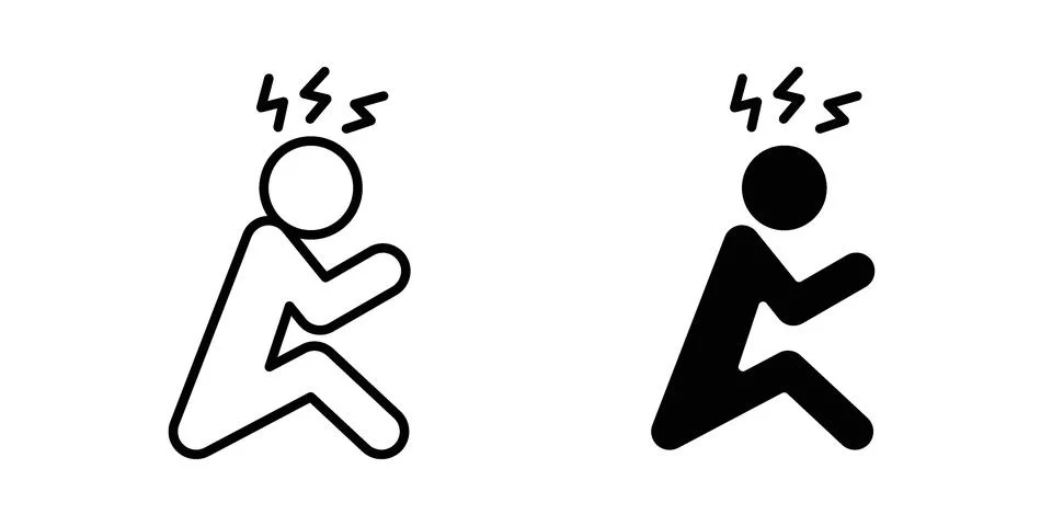 Depression icon linear versions pack on white background Stock Illustration