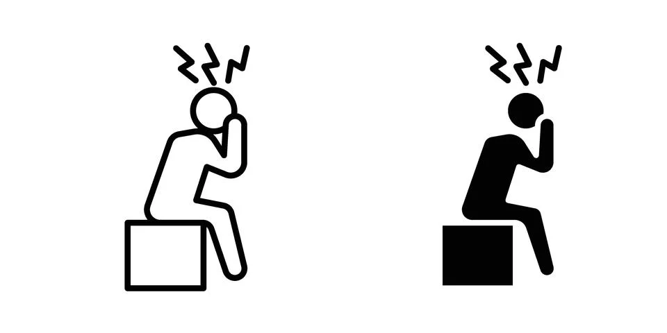 Depression icon set modern line and solid style collection. Stock Illustration