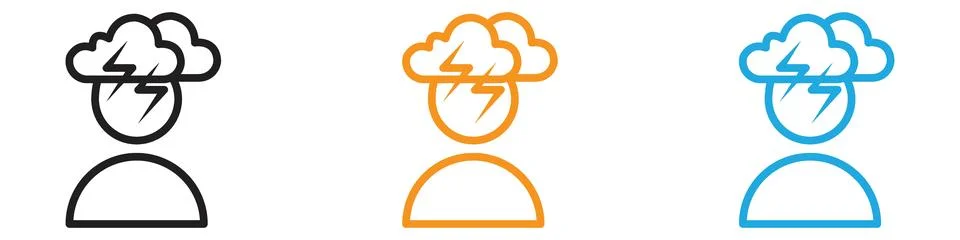 Depression icon vector logo set collection for web app ui Stock Illustration